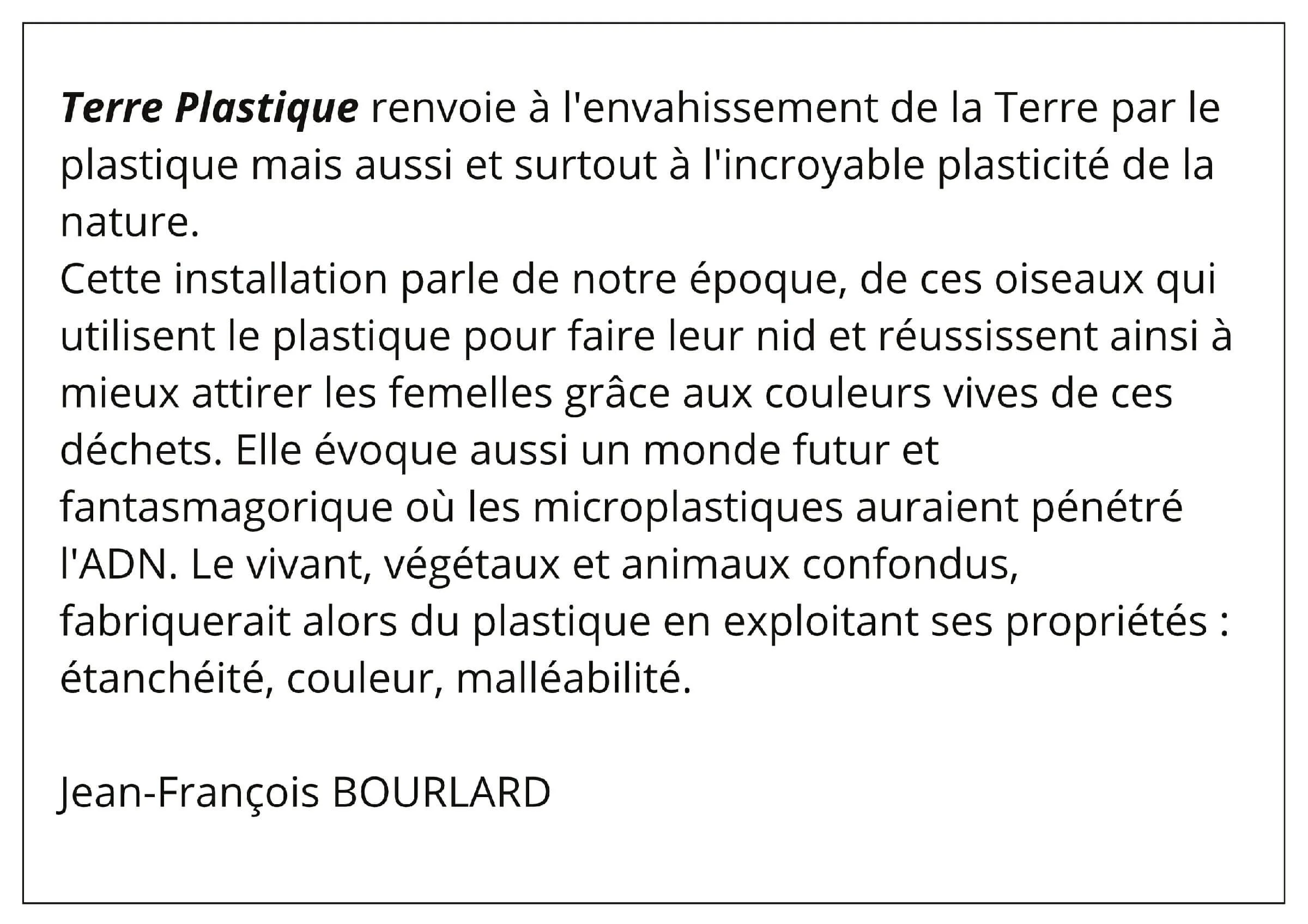 Texte "Terre plastique" Jean-François Bourlard